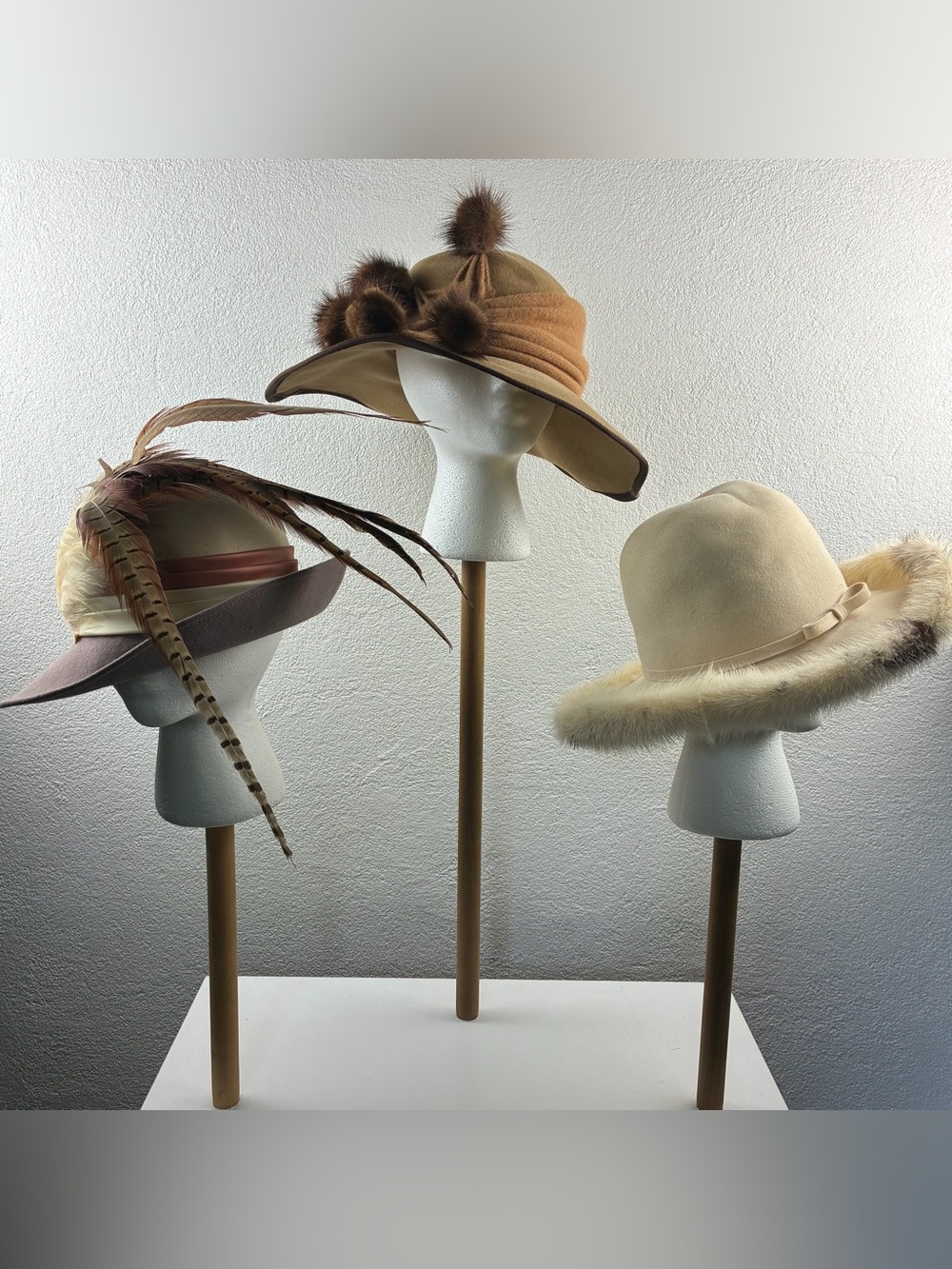COMING SOON l Vintage Mid-Century Mod Couture Glam Luxury Fur Feather Wool Hats